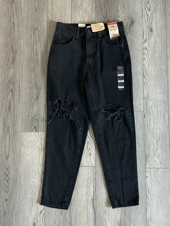 Levi's Denim - Levi’s High Waisted Mom Jeans Womens 27x27 Black Distressed NWT High Rise Taper